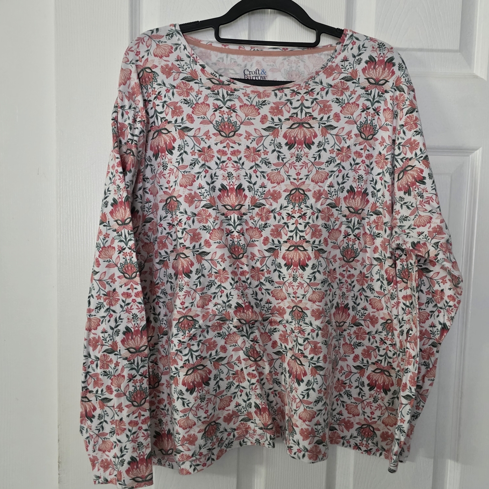 Croft & Barrow Pink Floral Long Sleeve Blouse